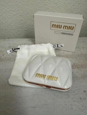 Miu Miu White and Gold Compact Mirror